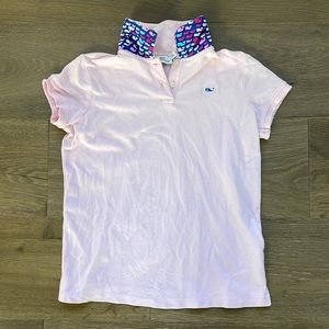 EUC Vineyard Wines Pink Polo Whale Detail Under Collar Size Medium 10 12